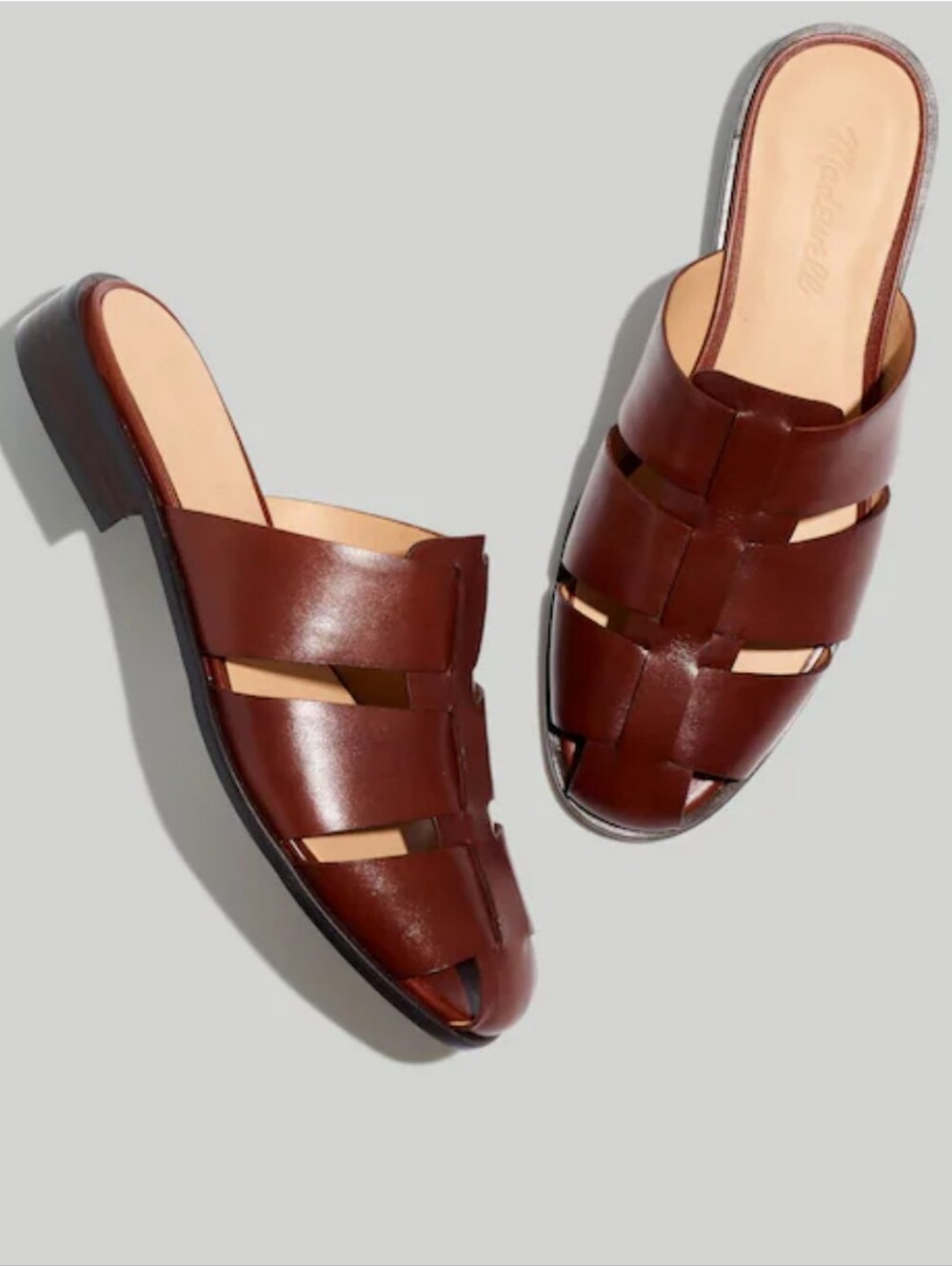 Madewell Brown Woven Leather Slide Mules